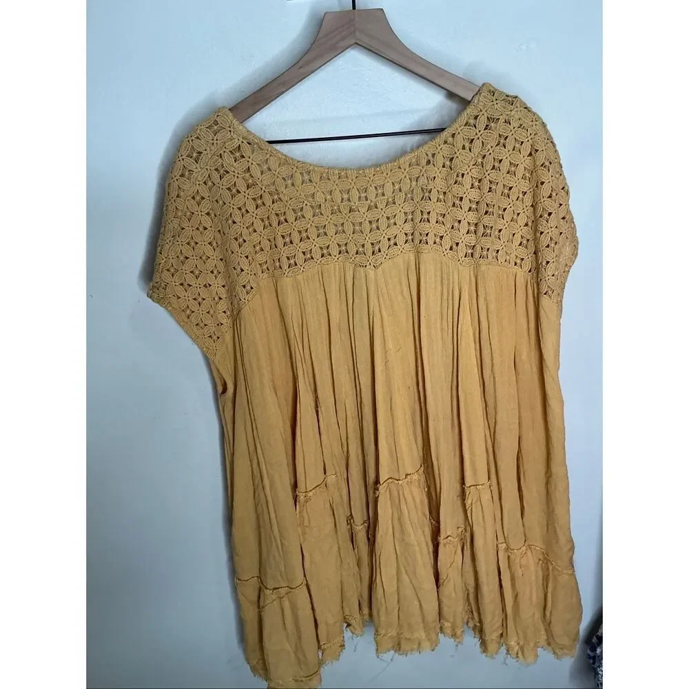 Free People Sunfest Crochet Tunic Top | Yellow in Medium